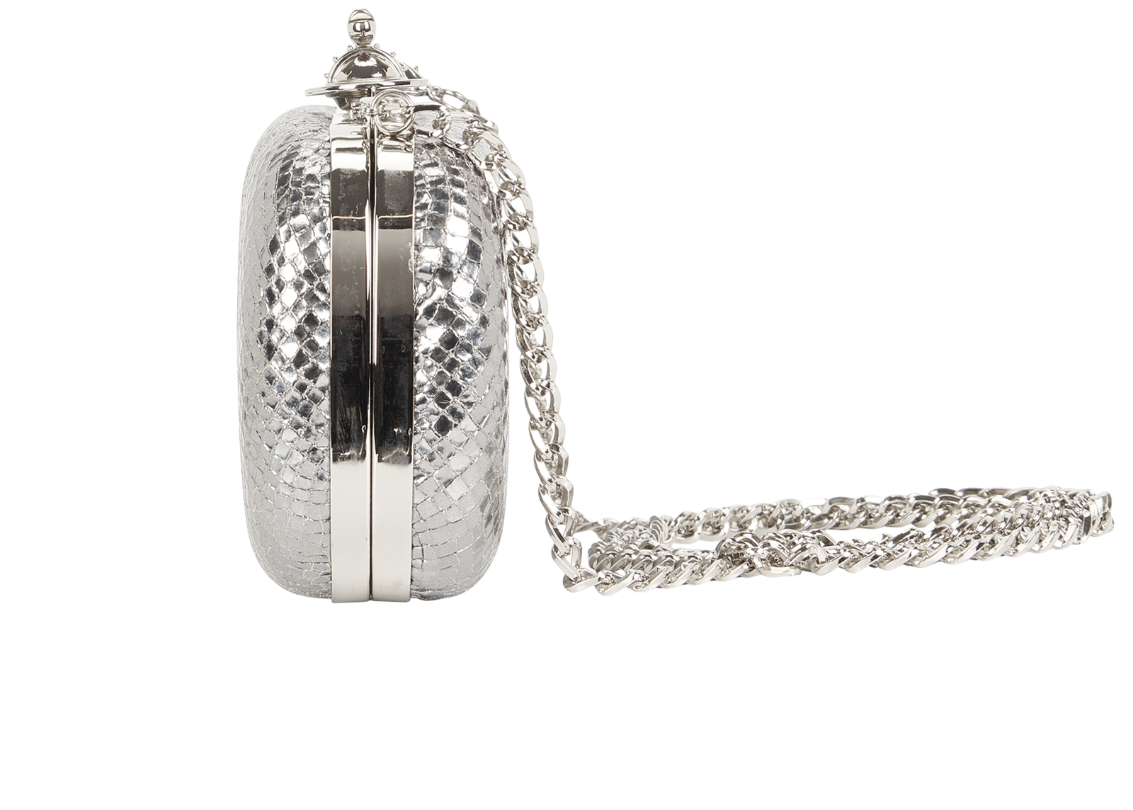 Verona Clutch, &pound;220, Handbags, Silver, Leather, Bottom view